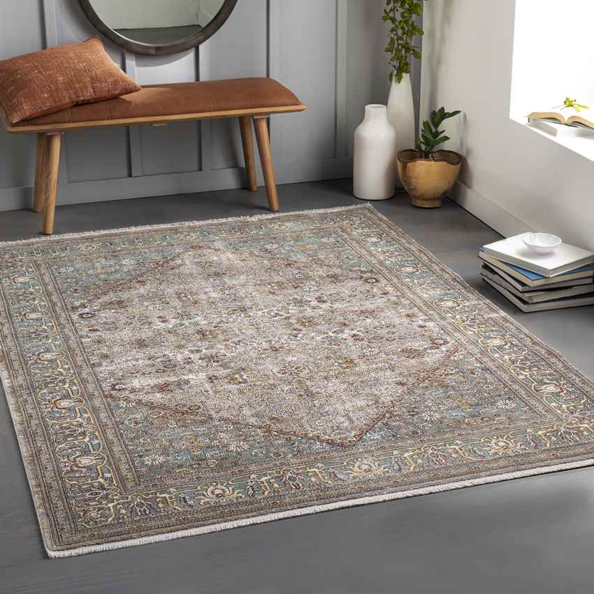 Redkey Traditional Brown Area Rug