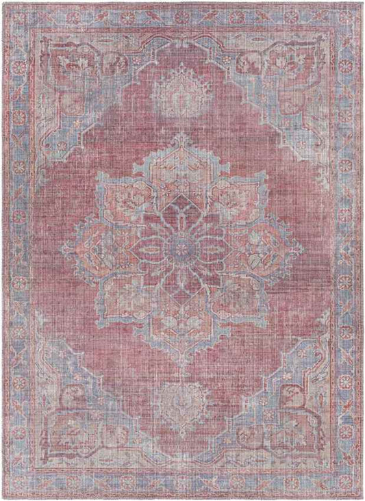Middlebury Traditional Pale Red Washable Area Rug