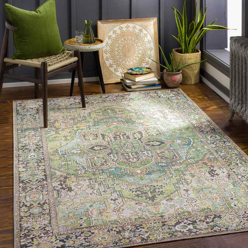 Manche Traditional Dark Green Area Rug - Timeless Elegance