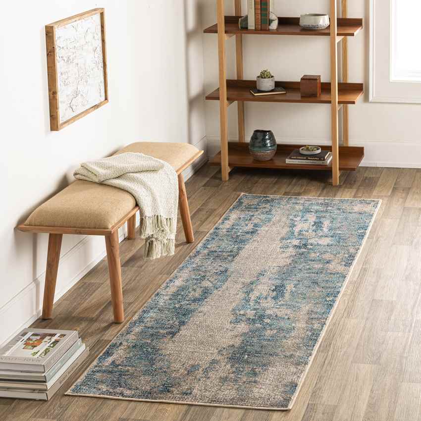 Trail Creek Modern Teal Washable Area Rug