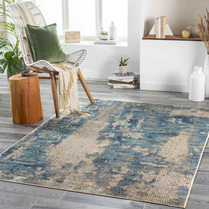 Trail Creek Modern Teal Washable Area Rug