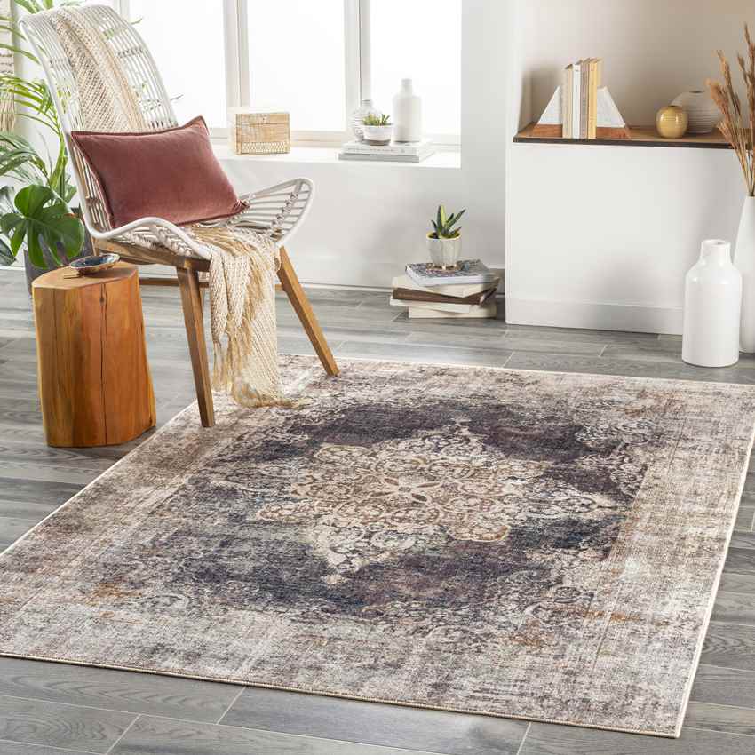 Wallace Traditional Coffee Washable Area Rug