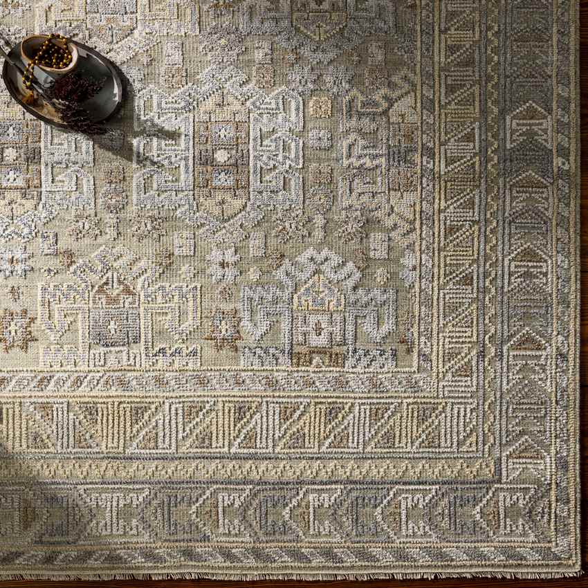 Indian Village Traditional Taupe Area Rug