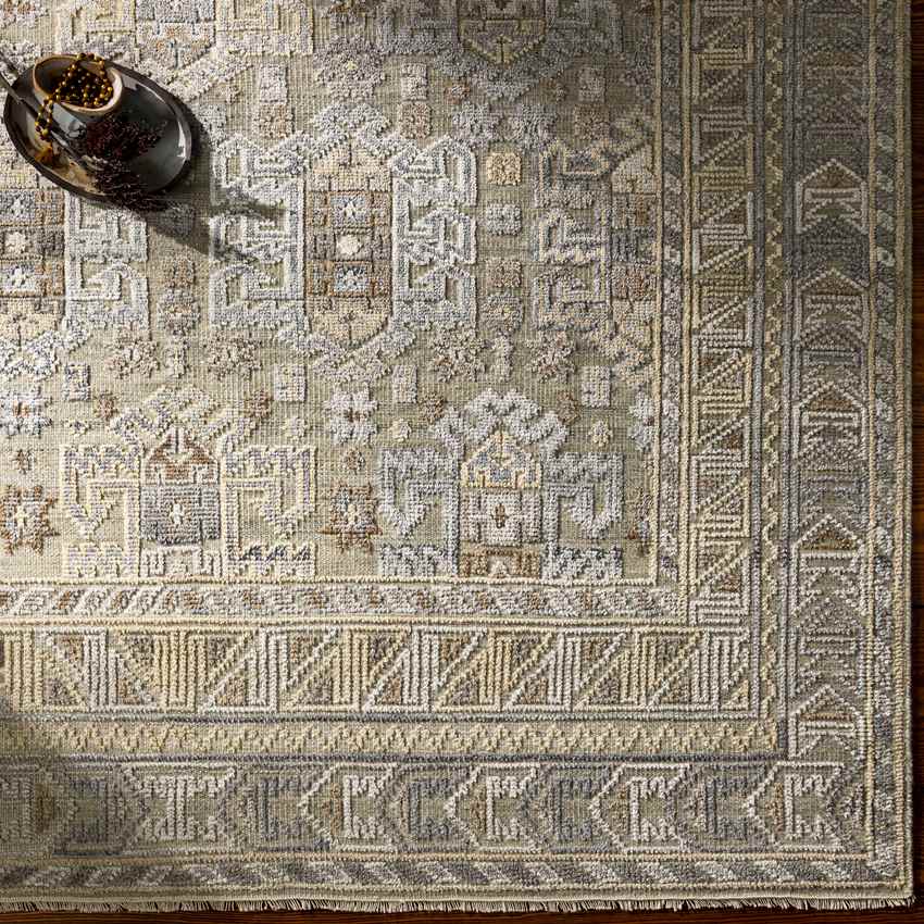 Indian Village Traditional Taupe Area Rug