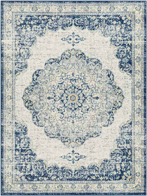 De Motte Traditional Navy Area Rug