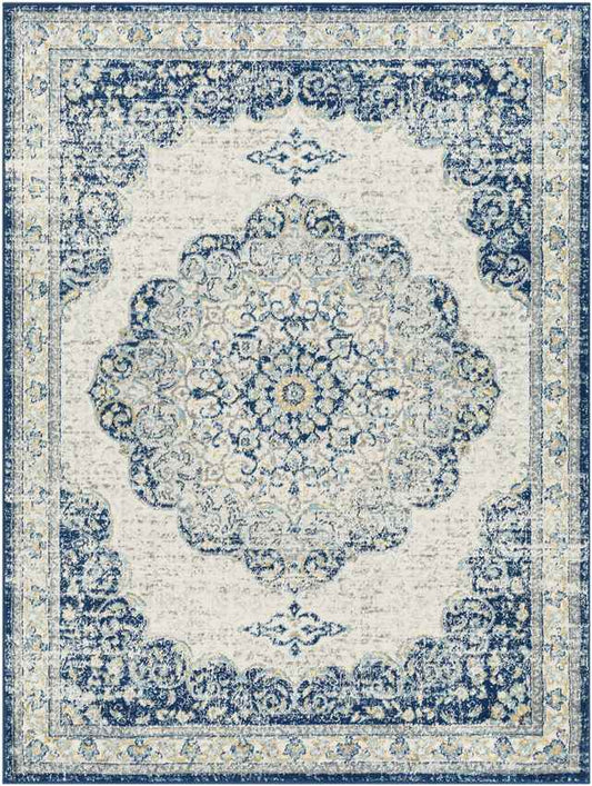 De Motte Traditional Navy Area Rug