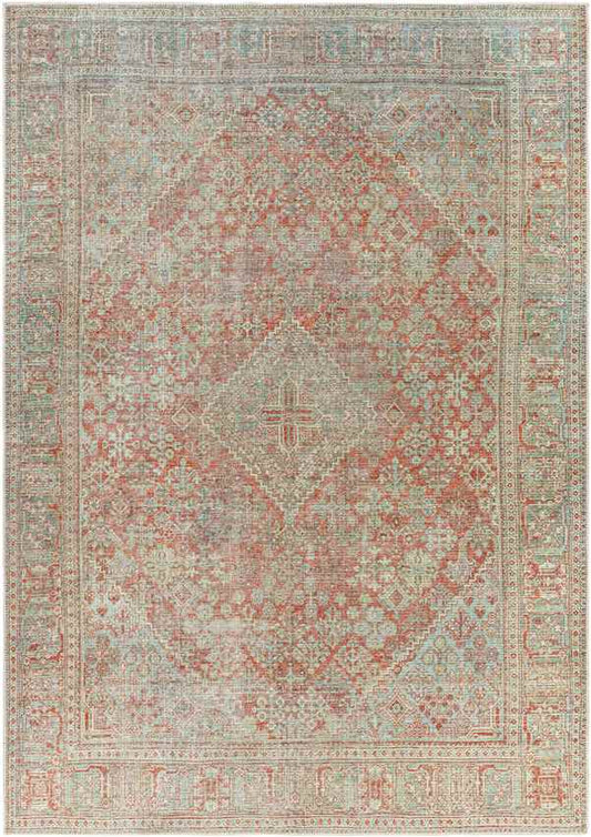 Mylikouri Traditional Rust Washable Area Rug