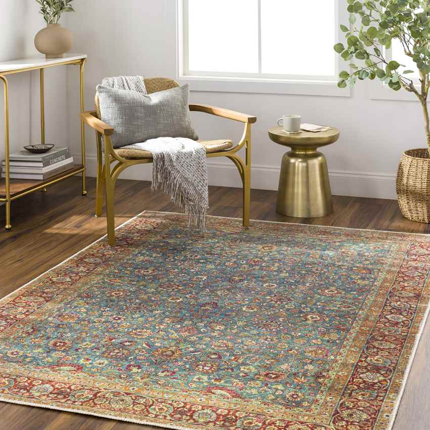 Agridaki Traditional Sage Washable Area Rug