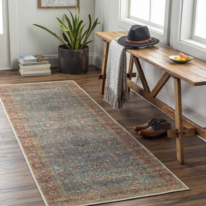 Agridaki Traditional Sage Washable Area Rug