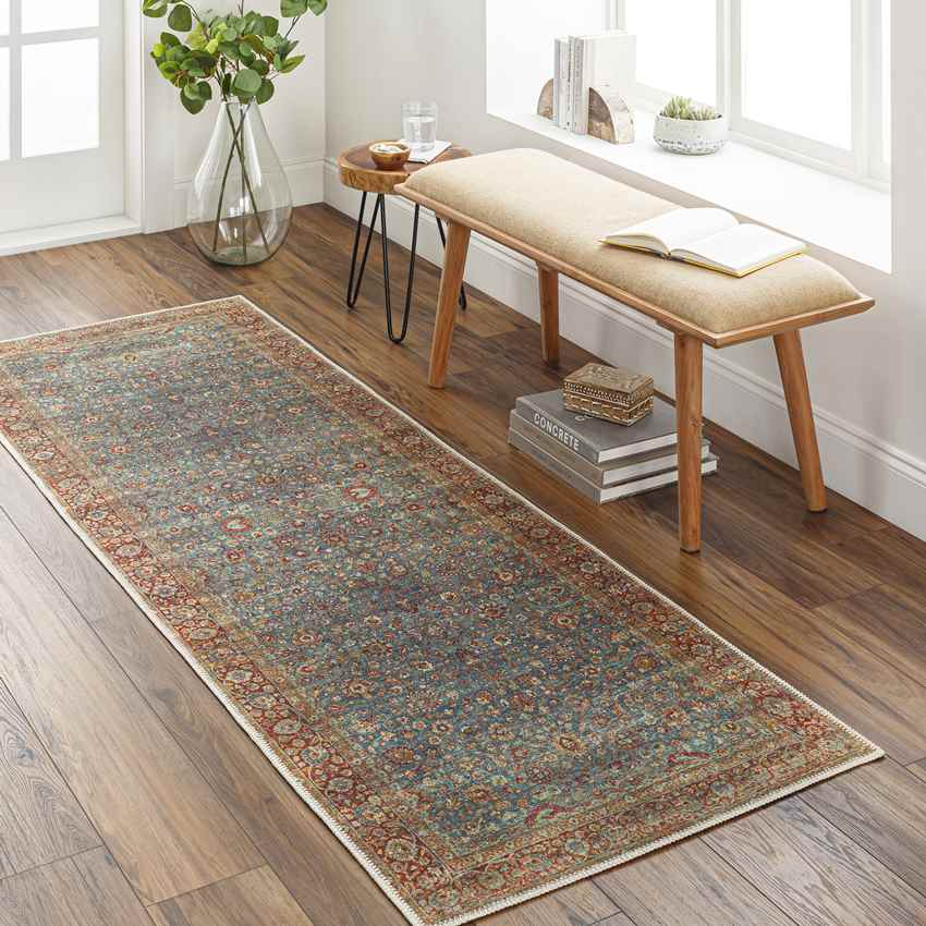 Agridaki Traditional Sage Washable Area Rug