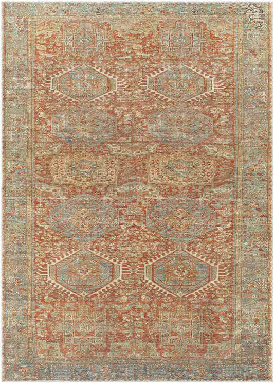 Xeros Traditional Rust Washable Area Rug
