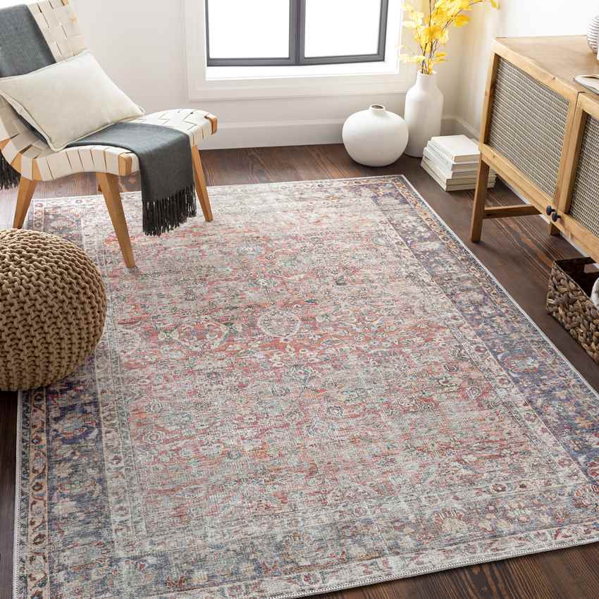 Gladbrook Traditional Rust Washable Area Rug