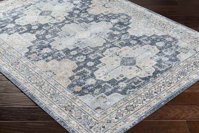 Lynch Traditional Dark Blue Washable Area Rug
