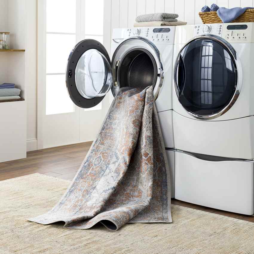 Dry Ridge Traditional Rust Washable Area Rug - Inviting