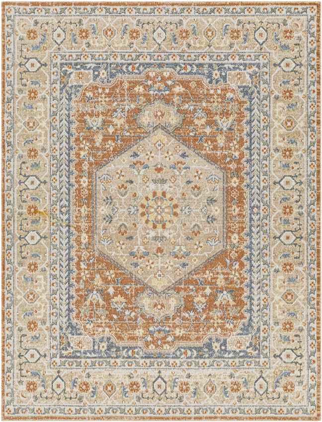 Edmond Traditional Burnt Orange Washable Area Rug