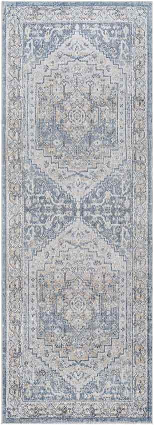 Emmett Traditional Navy Blue Washable Area Rug