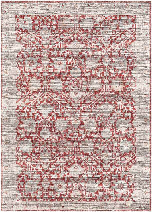 Van Meter Traditional Rust Washable Area Rug