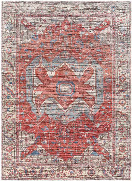 Victory Traditional Burgundy Washable Area Rug