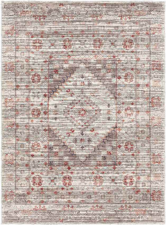 Village Traditional Brown Washable Area Rug