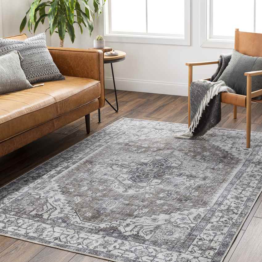 West Side Traditional Taupe Washable Area Rug