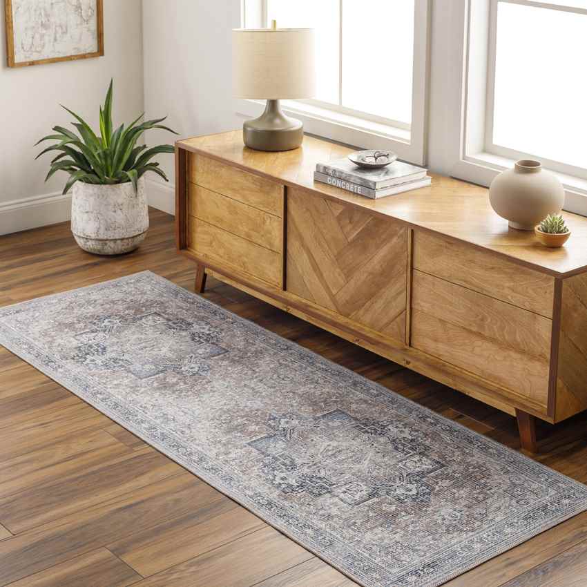 Worthville Traditional Rust Washable Area Rug