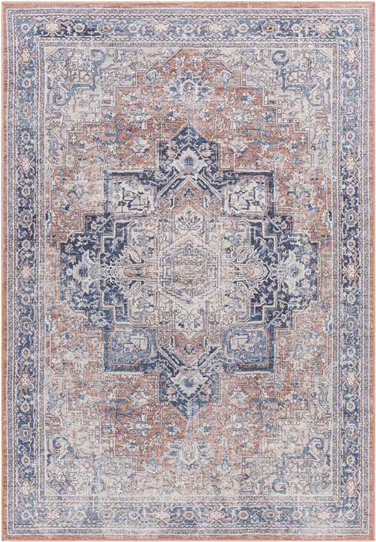Worthville Traditional Rust Washable Area Rug
