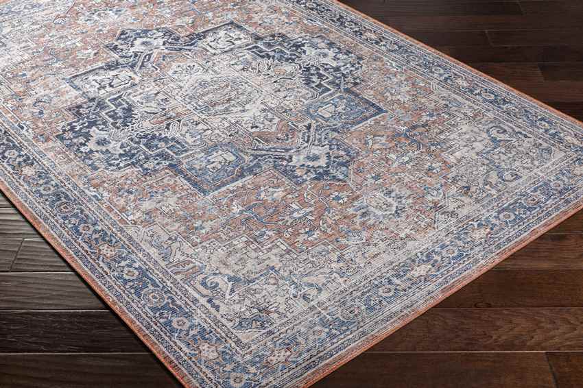 Worthville Traditional Rust Washable Area Rug