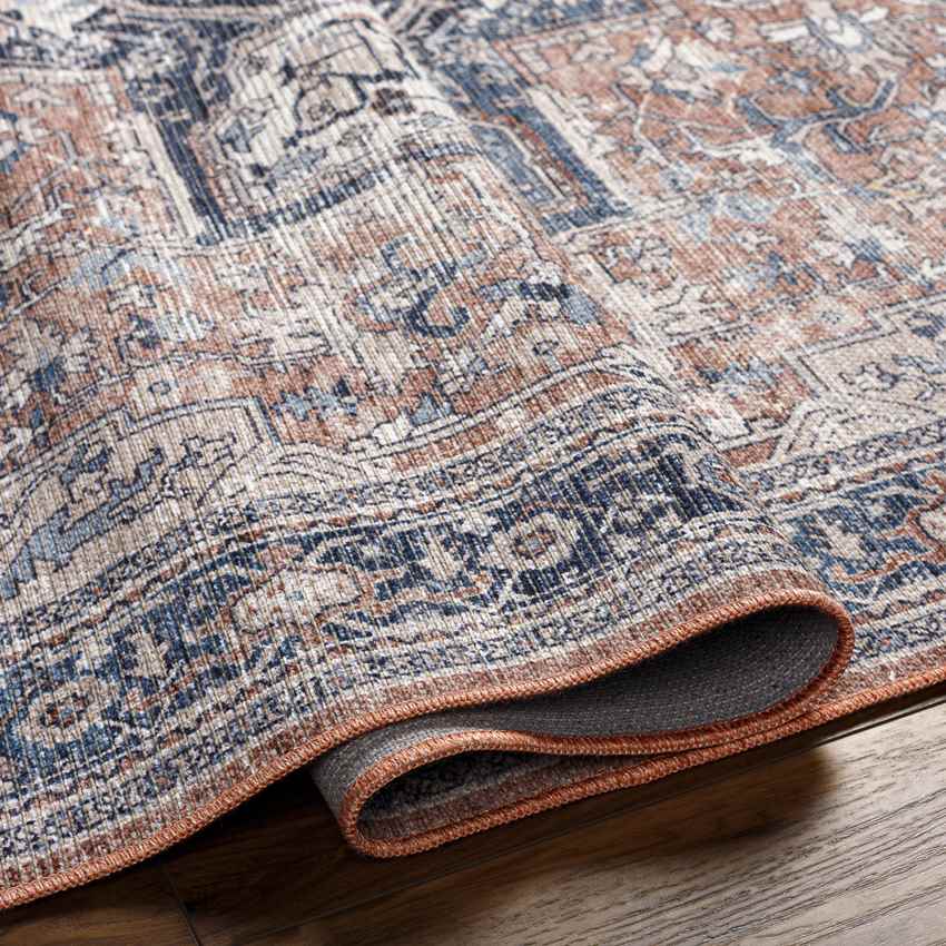 Worthville Traditional Rust Washable Area Rug