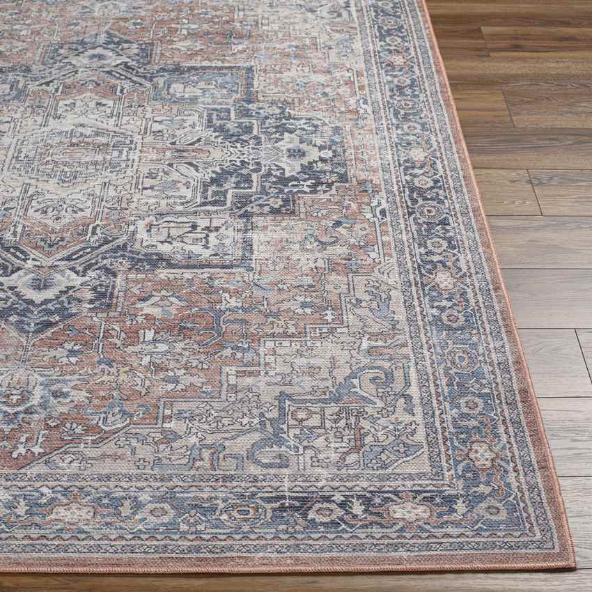 Worthville Traditional Rust Washable Area Rug