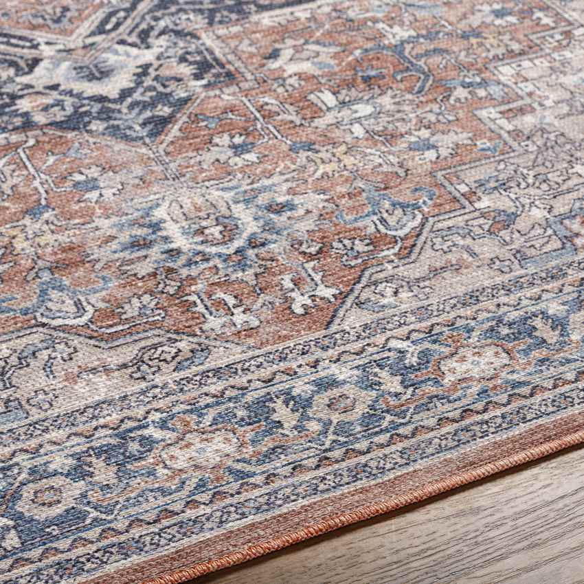 Worthville Traditional Rust Washable Area Rug