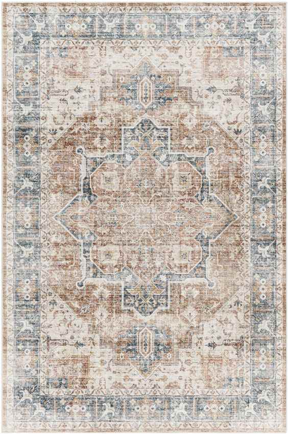 New Cambria Traditional Burnt Orange Washable Area Rug