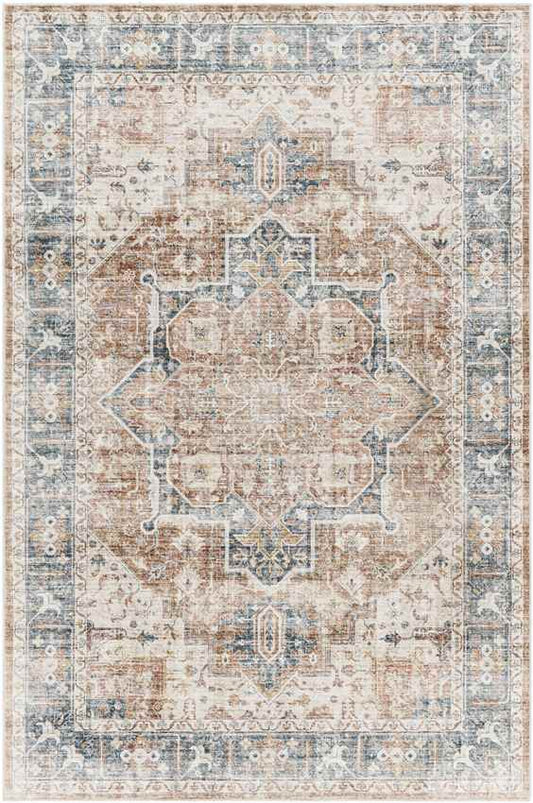 New Cambria Traditional Burnt Orange Washable Area Rug