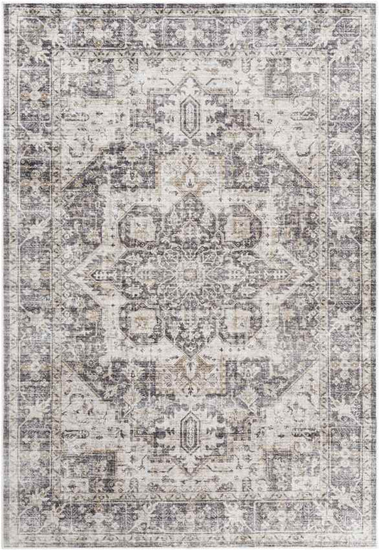 New Cambria Traditional Charcoal Washable Area Rug