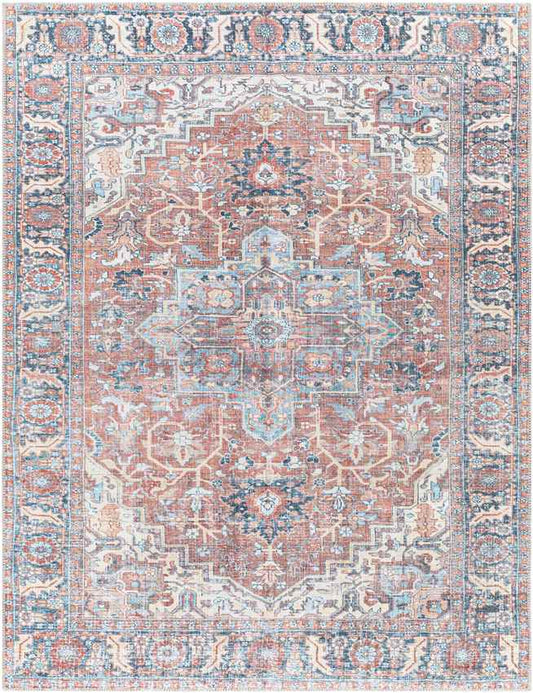 Lorin Traditional Rust Washable Area Rug