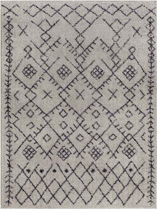 Deeanna Global Light Gray/Black Washable Area Rug