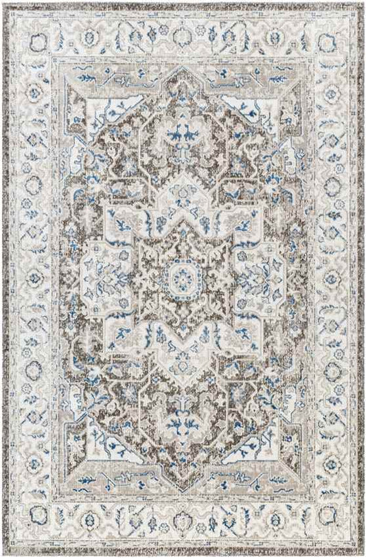 Kortny Traditional Cobalt/Dark Brown Area Rug