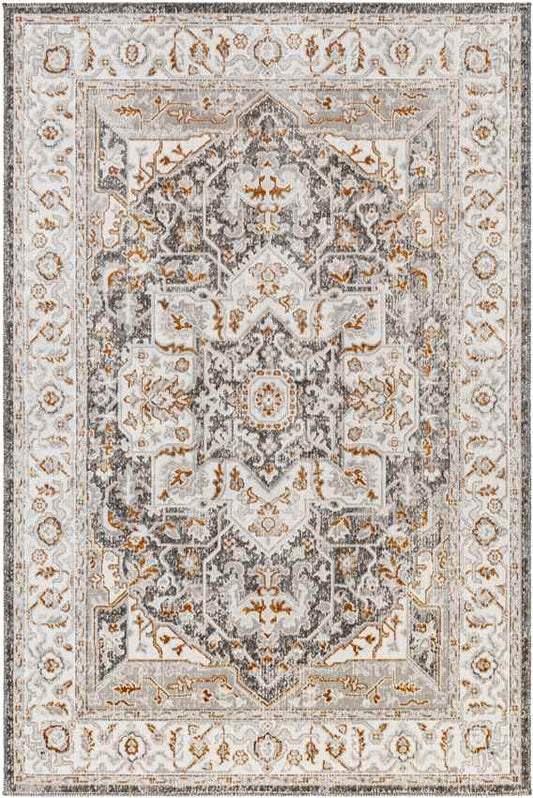 Kortny Traditional Ivory/Dark Brown Area Rug