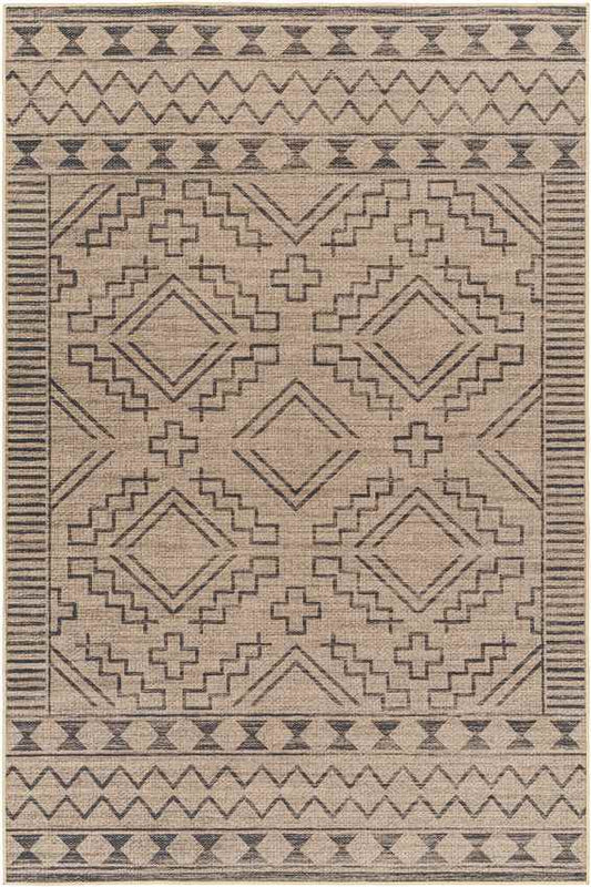 Tekoa Cottage Pecan/Dark Gray Washable Area Rug
