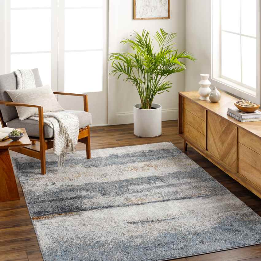 Lou Modern Sky Blue/Off-White Area Rug