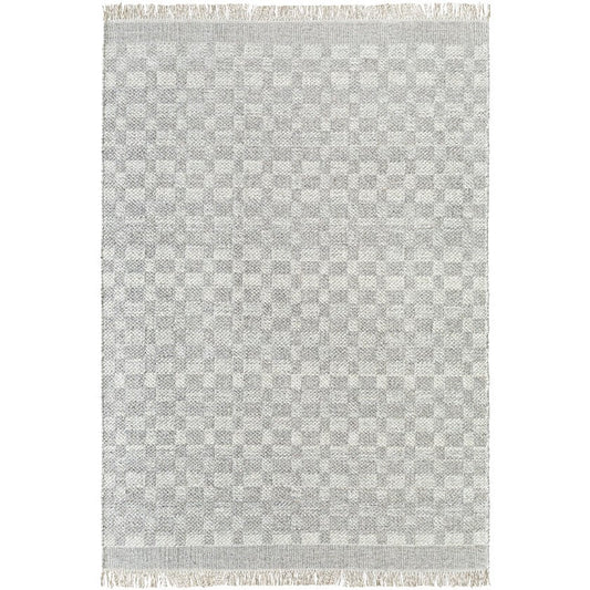 Clinten Solid and Border Ivory Area Rug