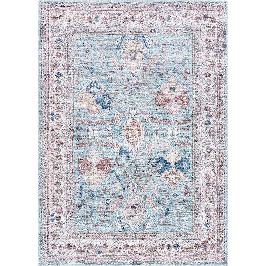 Malek Traditional Denim Washable Area Rug