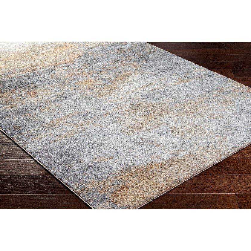 Linda Solid and Border Tan/Light Gray Area Rug