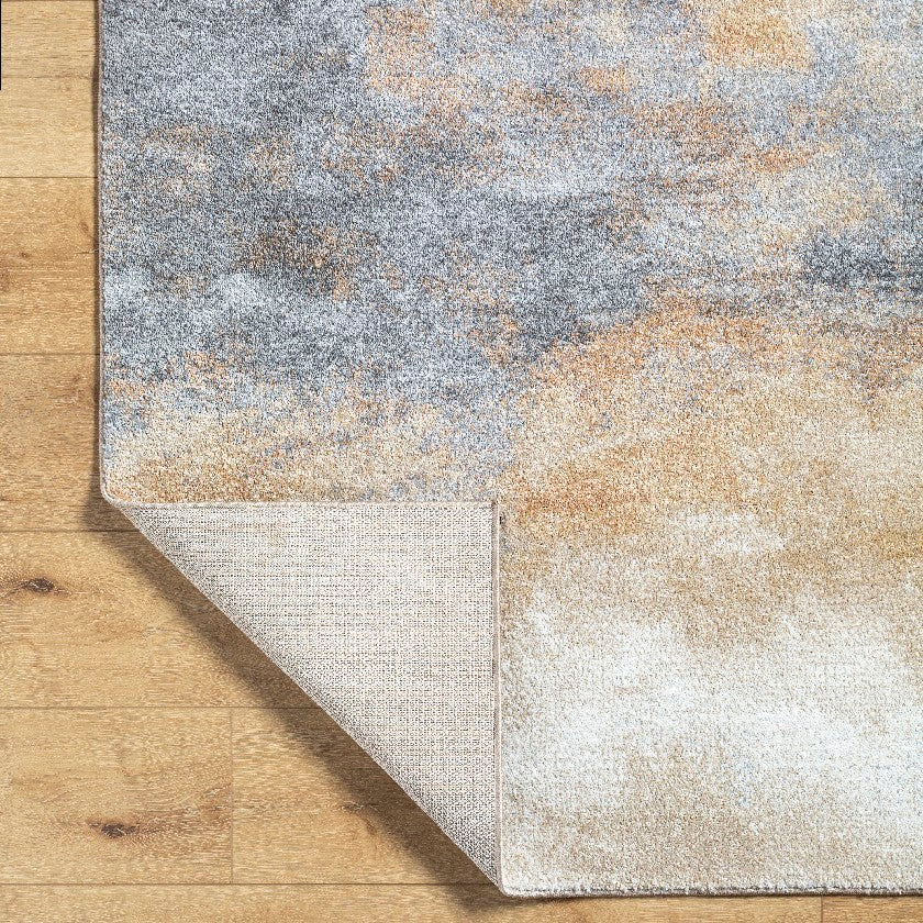 Linda Solid and Border Tan/Light Gray Area Rug