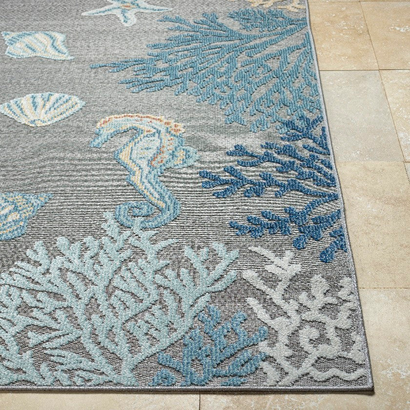 Parth Cottage Gray/Blue Area Rug