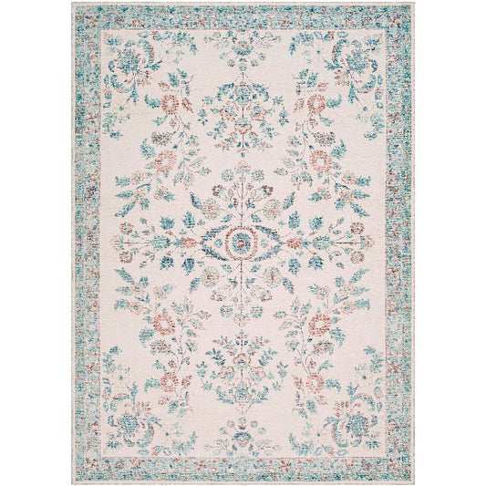 Jeaneen Traditional Light Silver/Sage Washable Area Rug
