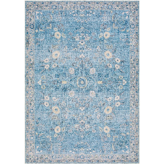 Jeaneen Traditional Slate/Blue Washable Area Rug
