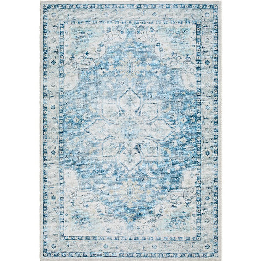 Chelcey Traditional Cobalt Washable Area Rug