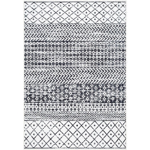 Divine Bohemian/Global Off-White/Black Washable Area Rug