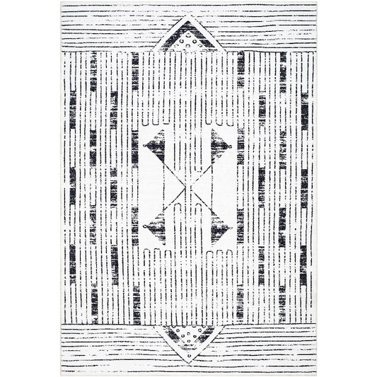 Carmella Modern Ivory/Black Washable Area Rug