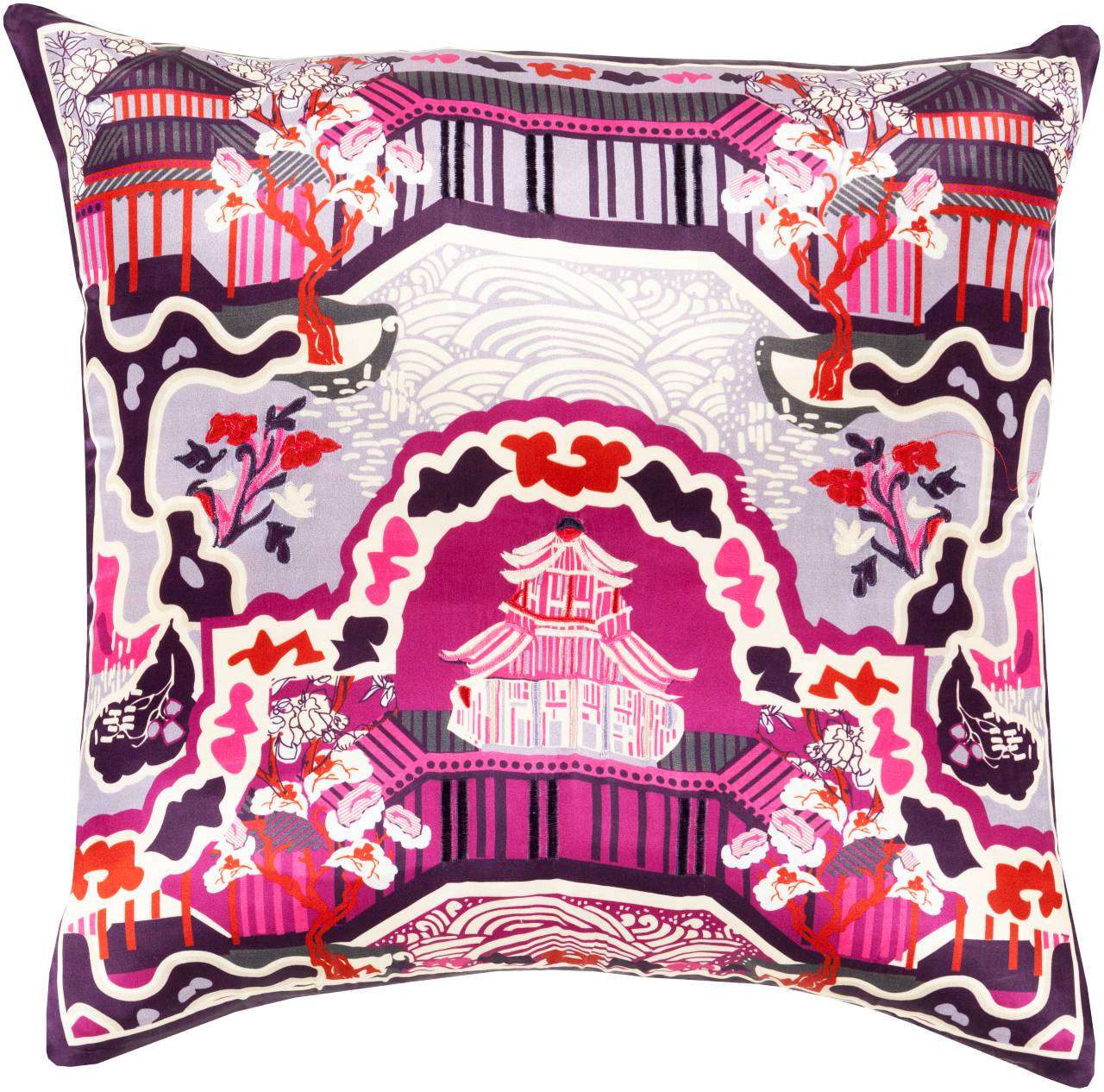 Heron Bright Purple Pillow Cover